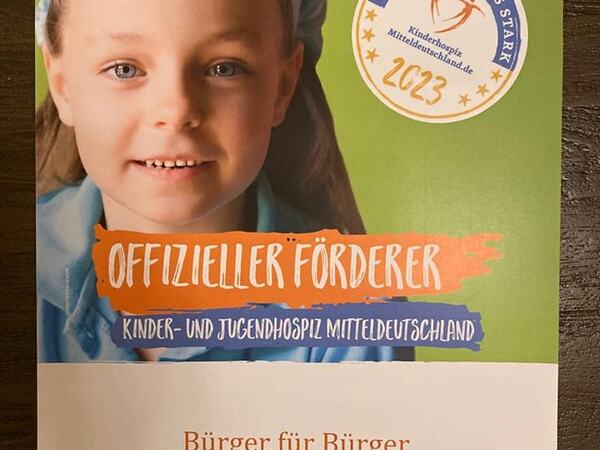 Urkunde „Offizieller Förderer“ des Kinder- und Jugendhospizes Mitteldeutschland